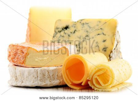 Different Sorts Of Cheese Isolated On White Background