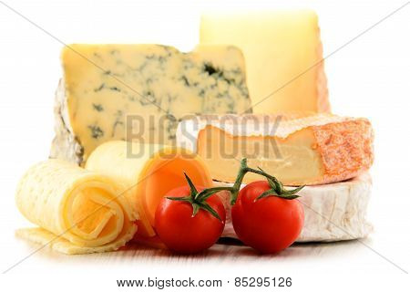 Different Sorts Of Cheese Isolated On White Background