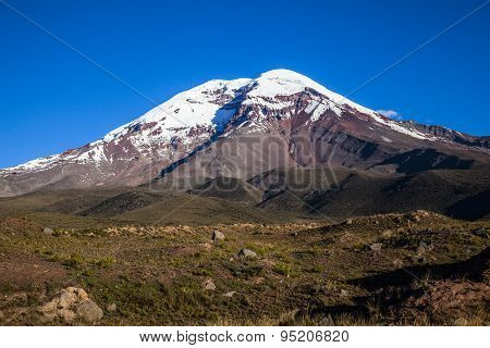 Chimborazo Volcano At Sunset.