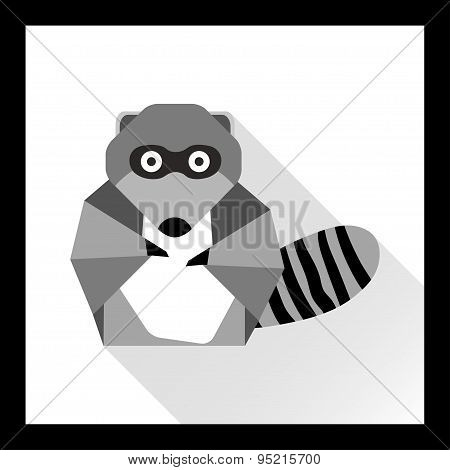Raccoon In Flat Style