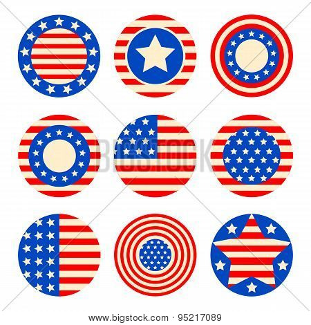 set icons with symbols of the USA