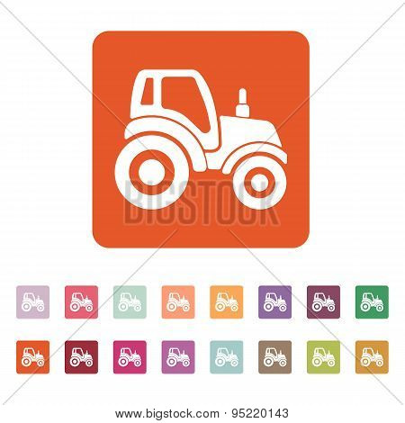 The Tractor Icon. Agrimotor Symbol. Flat