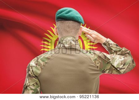 National Military Forces With Flag On Background Conceptual Series - Kyrgyzstan