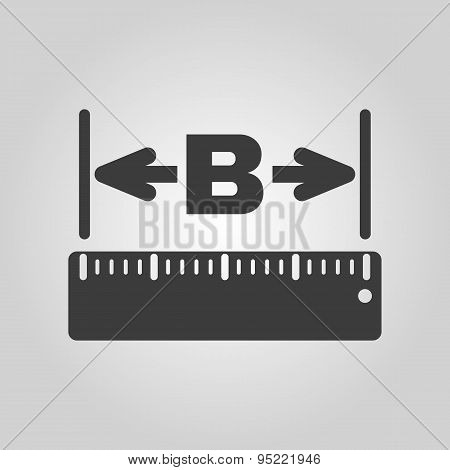 The Width Icon. Measurement And Ruler Symbol. Flat