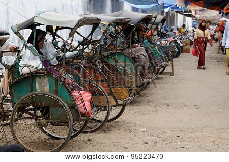 Bicycle Taxis In Indonesia