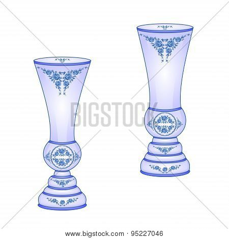Two  Vases Blue Faience Vector