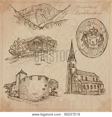 Liechtenstein (travel)  - An Hand Drawn Vector Pack