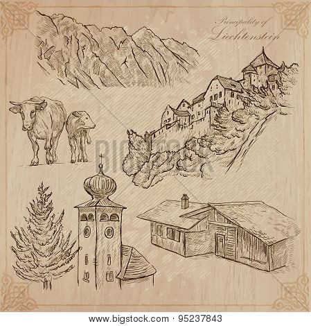 Liechtenstein (travel)  - An Hand Drawn Vector Pack