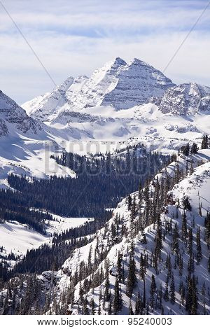 Maroon Bells With Snow