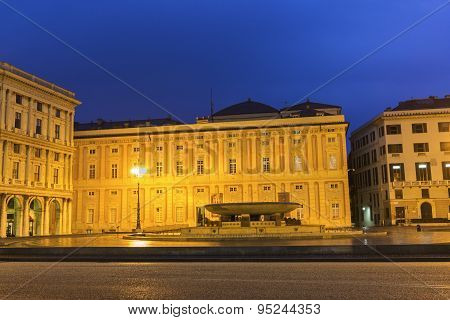 Piazza De Ferrari In Genoa, Italy