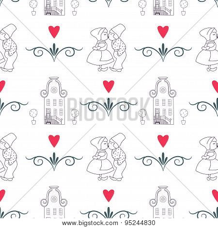 Seamless pattern with Dutch ornaments