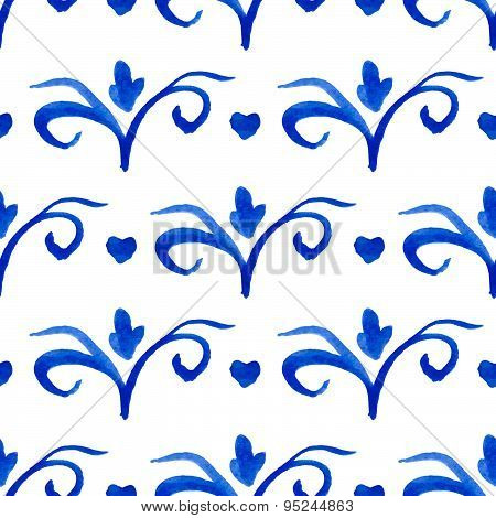 Seamless pattern with Dutch ornaments (Deflt blue style)