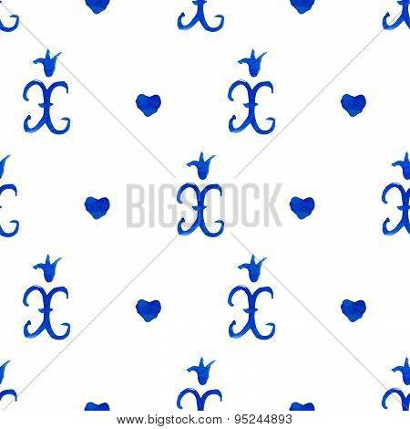 Seamless pattern with Dutch ornaments (Deflt blue style)