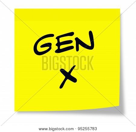 Gen X Written On A Yellow Sticky Note
