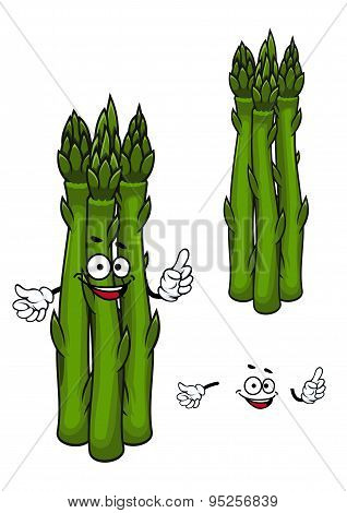 Green asparagus vegetable cartoon character