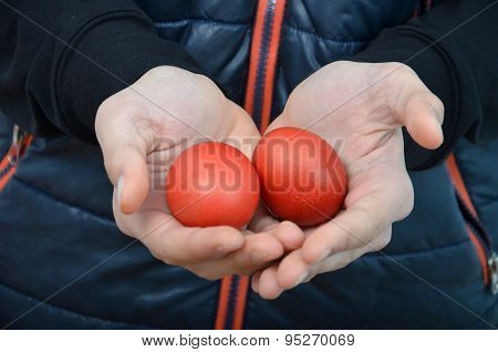 Picture of a Red Easter egg. Holyday concept