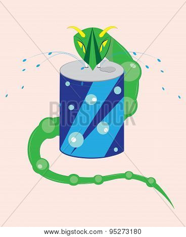 Snake and aerated water.