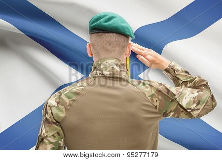 Soldier Saluting To Canadial Province Flag Conceptual Series - Nova Scotia