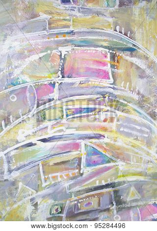Abstract Painting With Various Geometric Elements