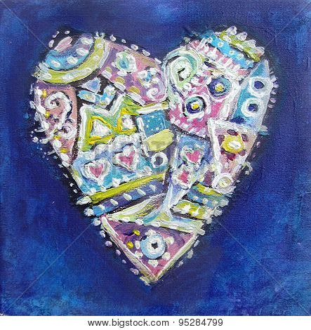 Painting Abstract Color Ethnic Pattern Heart