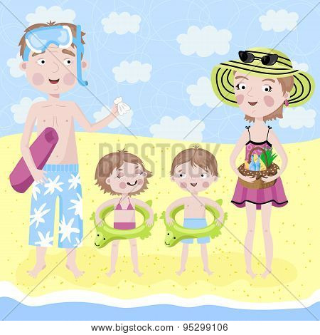 Family on holiday by the sea.