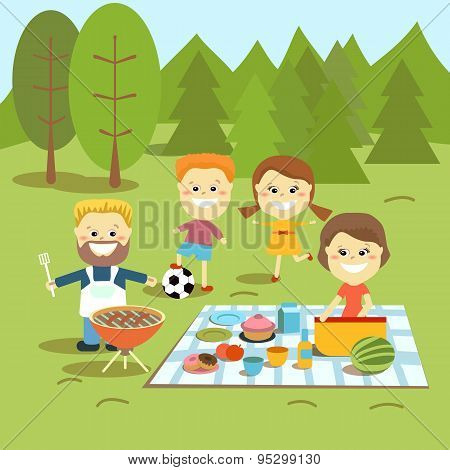Family weekend. Happy family picnic.