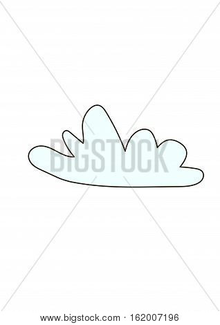 Blue cumulus cloud on a white background.