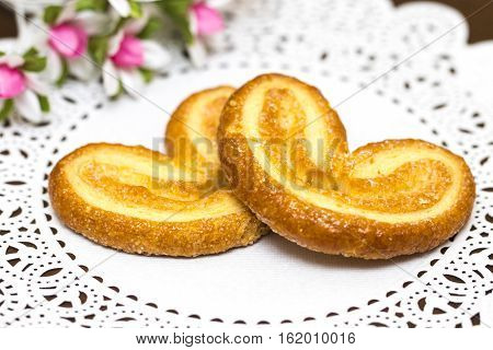 Cookies  - Breakfast. Wooden Table. Closeup.