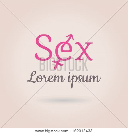 Sex logo template, editable vector, intimate xxx adult shop logotype concept, gender symbol, stylish letter e. Design element for identity, store, prints, facades, window signage, digital projects