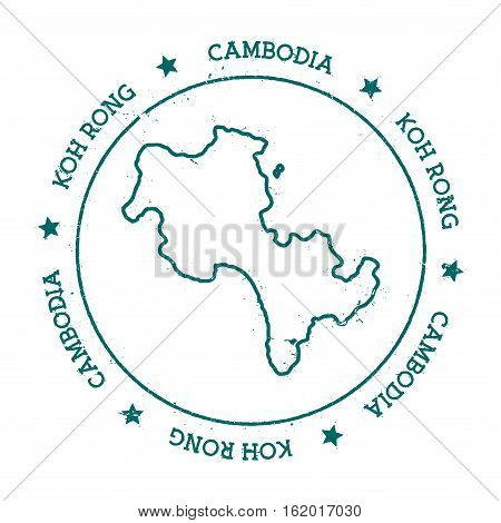 Koh Rong Vector Map. Distressed Travel Stamp With Text Wrapped Around A Circle And Stars. Island Sti