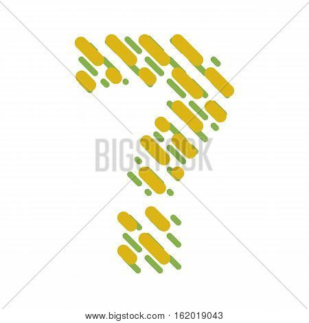 Striped latin alphabet. Letter question mark from lines hatching dotted decorative font
