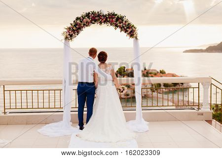 Destination Wedding Couple At Sunset