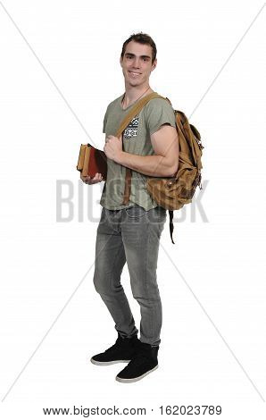 Man student with a back pack or book bag