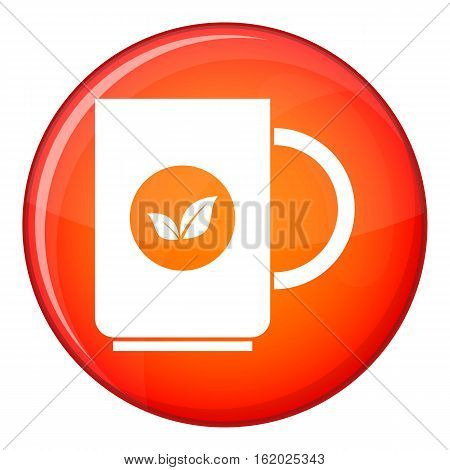 Cup of tea icon in red circle isolated on white background vector illustration