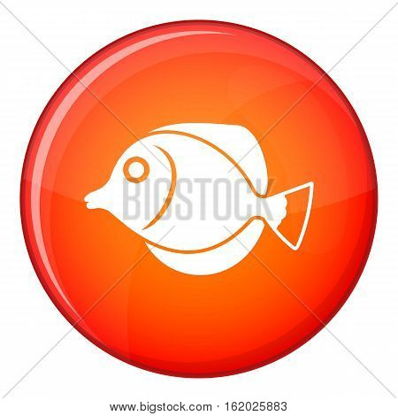 Tang fish, Zebrasoma flavescens icon in red circle isolated on white background vector illustration
