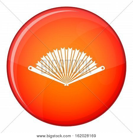 Opened oriental fan icon in red circle isolated on white background vector illustration