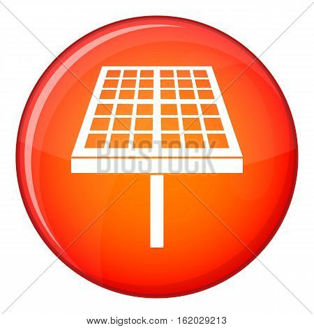 Solar energy panel icon in red circle isolated on white background vector illustration