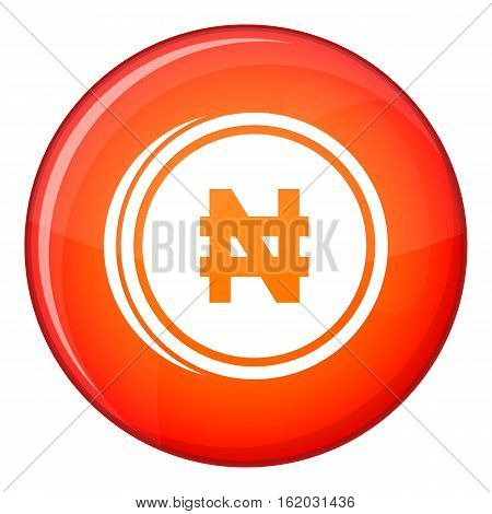 Coin naira icon in red circle isolated on white background vector illustration