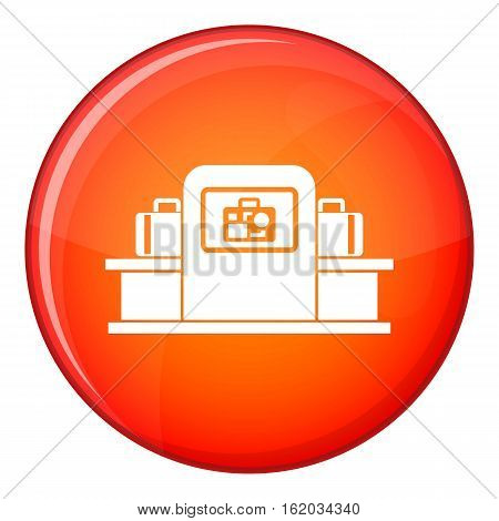 Airport baggage security scanner icon in red circle isolated on white background vector illustration