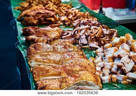 this image  about Grilled pork in market