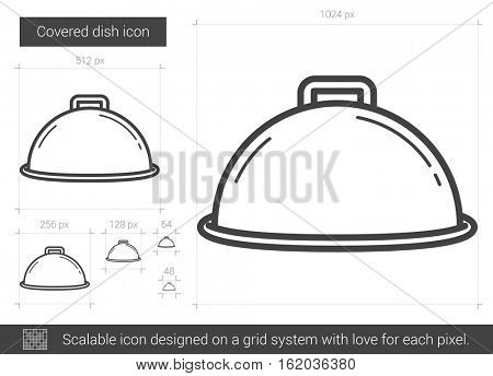 Covered dish vector line icon isolated on white background. Covered dish line icon for infographic, website or app. Scalable icon designed on a grid system.
