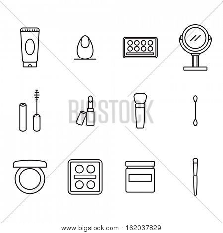 Vector icon set for cosmetics on white background