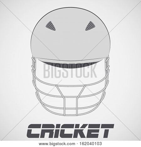 Cricket Helmet in sketch style. Front view. Sports Vector Illustration isolated on background.