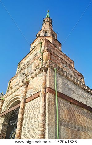 The famous leaning tower Syuyumbike on the territory of the Kazan Kremlin