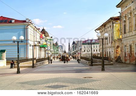 KAZAN RUSSIA - April 19.2010: Pedestrian Baumana Street in the historic center of city