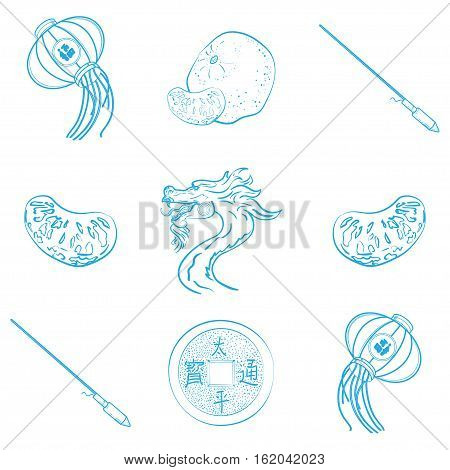 Spotless Series. Chinese new year icon set. Vector illustration, EPS 10