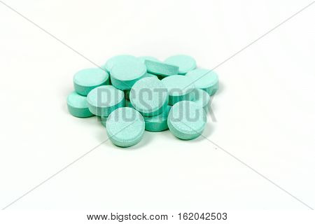 Minty Antacid Tablets Isolated On White Background