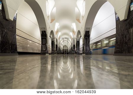 Moscow Russia - July 09.2015. The interior of a metro station Volokolamskaya