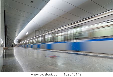 Moscow Russia - July 09.2015. The interior of a metro station Pyatnickoe Shosse