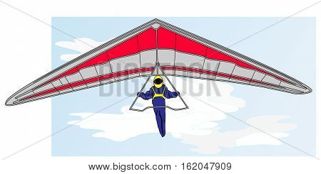 Hang glider image isolated on white background.